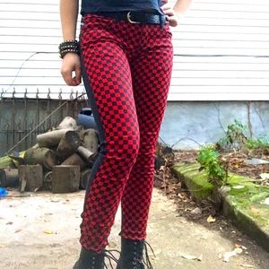 *SOLD* Royal Bones Checker Print Skinny Jeans
